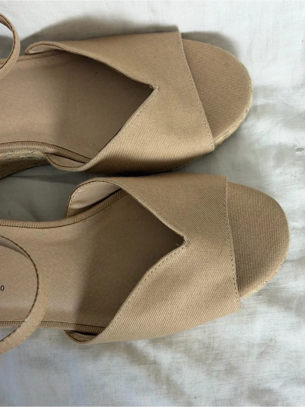 Life Stride Neutral Beige Espadrille Wedge Sandals